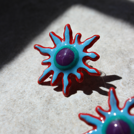 pendientes con forma de sol para verano de colores