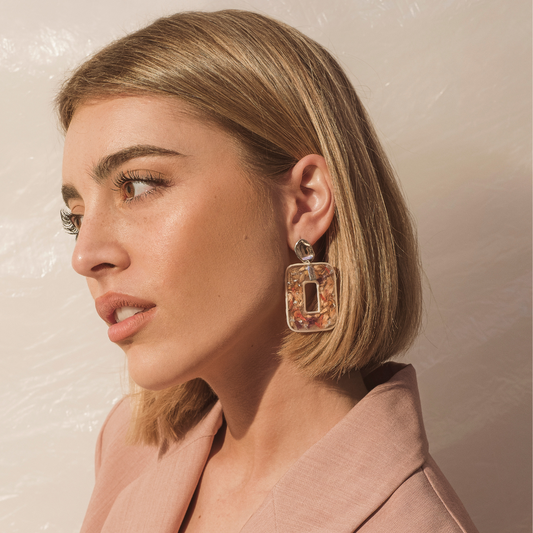 Pendientes grandes rosas plata de ley